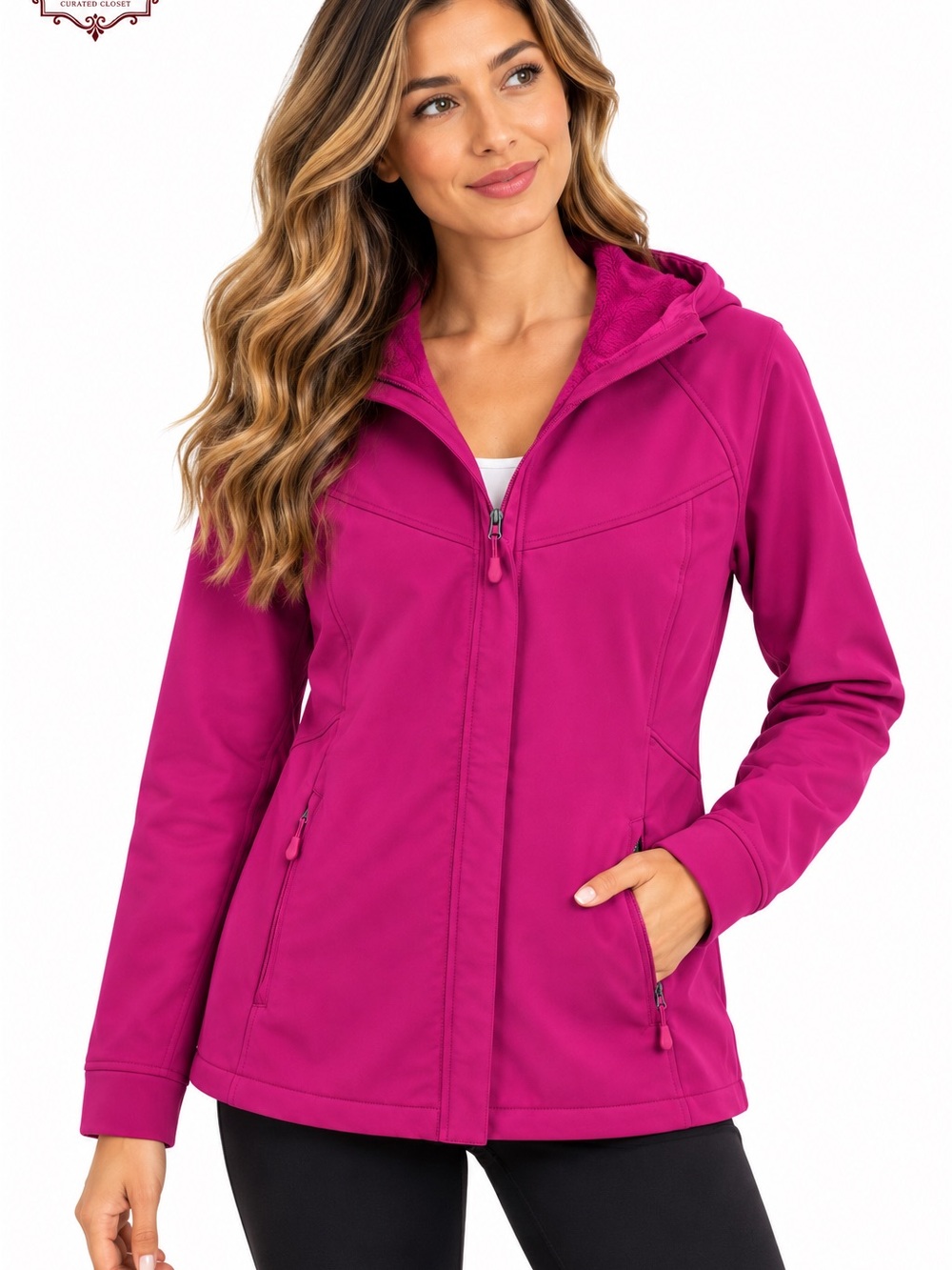 K8 Kirkland Raspberry Faux Fur Lined Hooded Zip Jacket Size Large